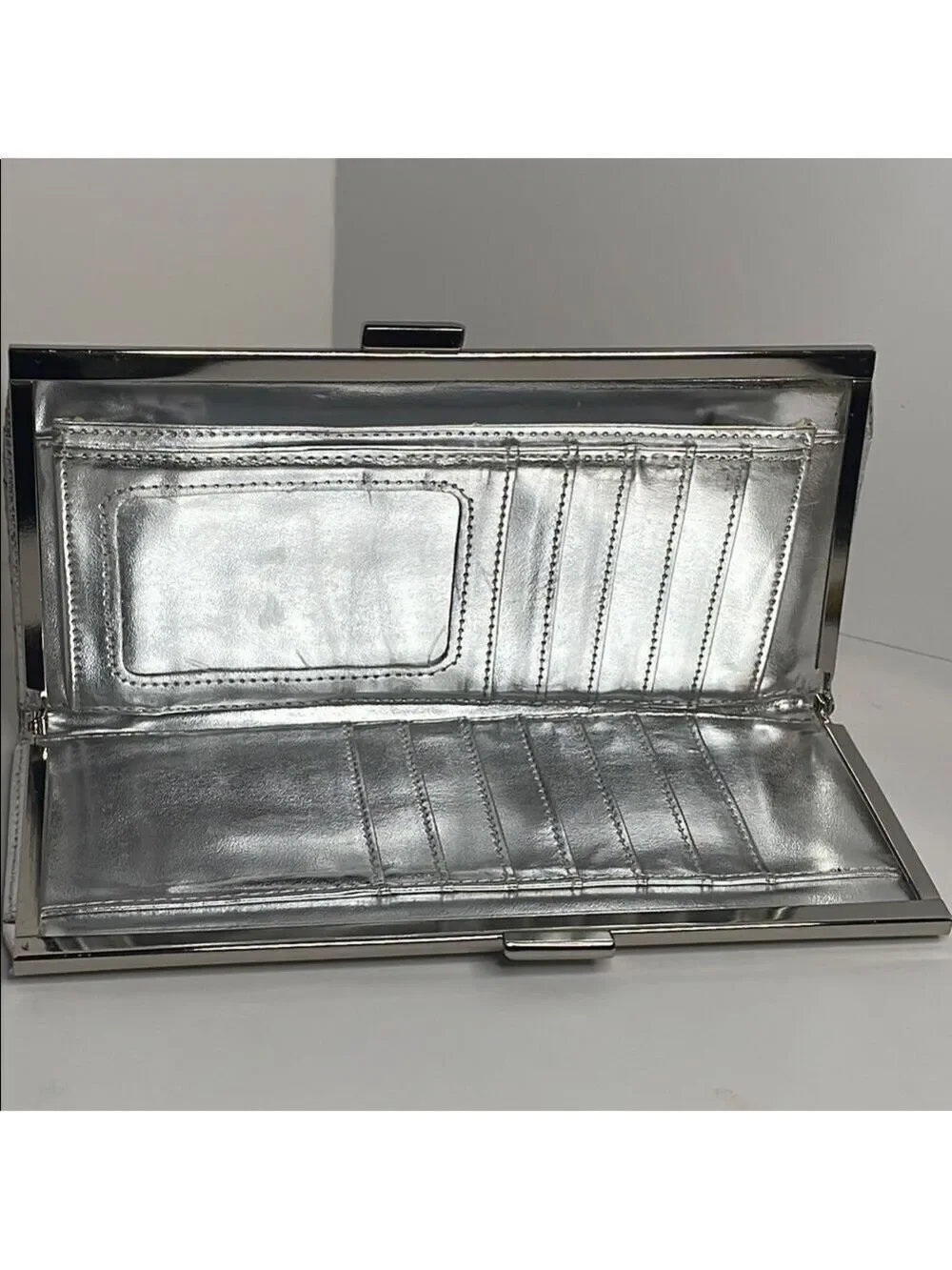 Gold and Silver Textured Clutch with Secure Closure
